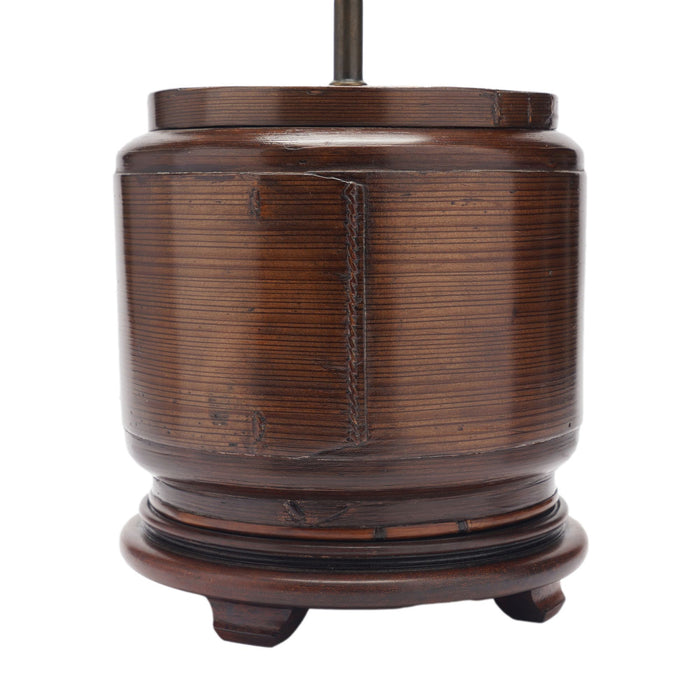 Chinese bamboo rice box fitted as a lamp base (c. 1900)