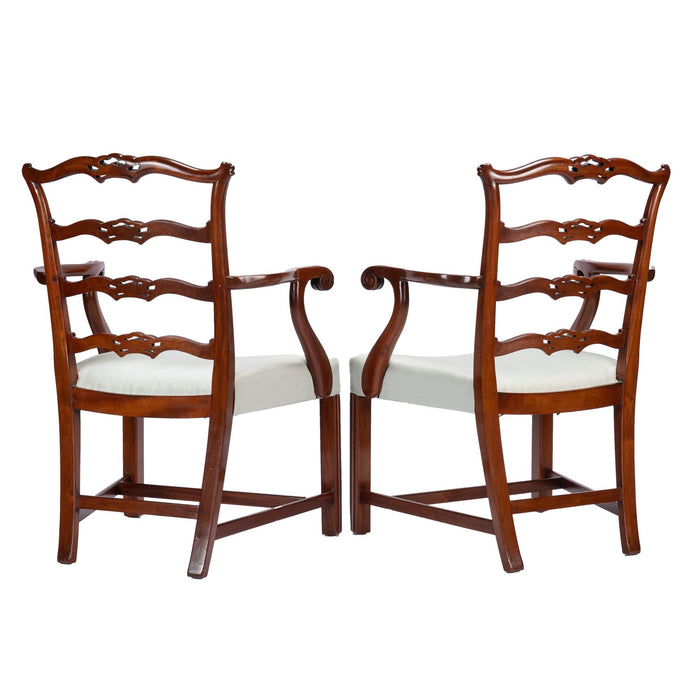 Pair of Chippendale style ladder back arm chairs (1930-40)