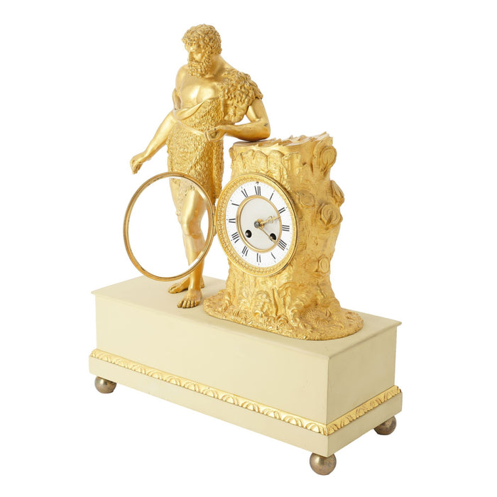 French Charles X period fire gilt bronze mantel clock (c. 1820-30)