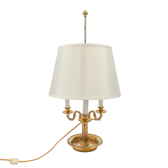 French Empire style cast brass three arm electrified lamp (c. 1935)