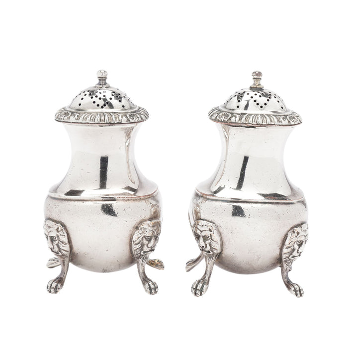 Pair of pear shaped pepper castors by The Barker Brothers (c. 1912)