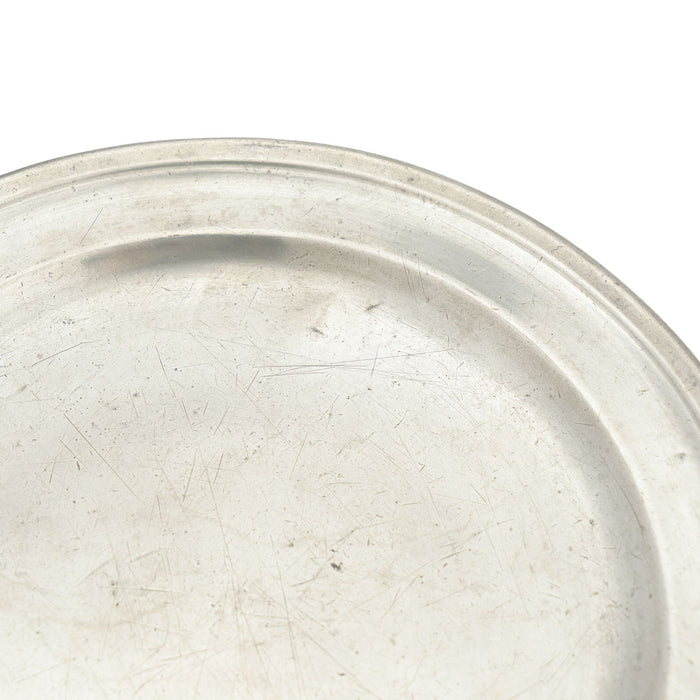 English pewter plate with flat rim & beaded edge, attributed to Henry Joseph (c. 1736)