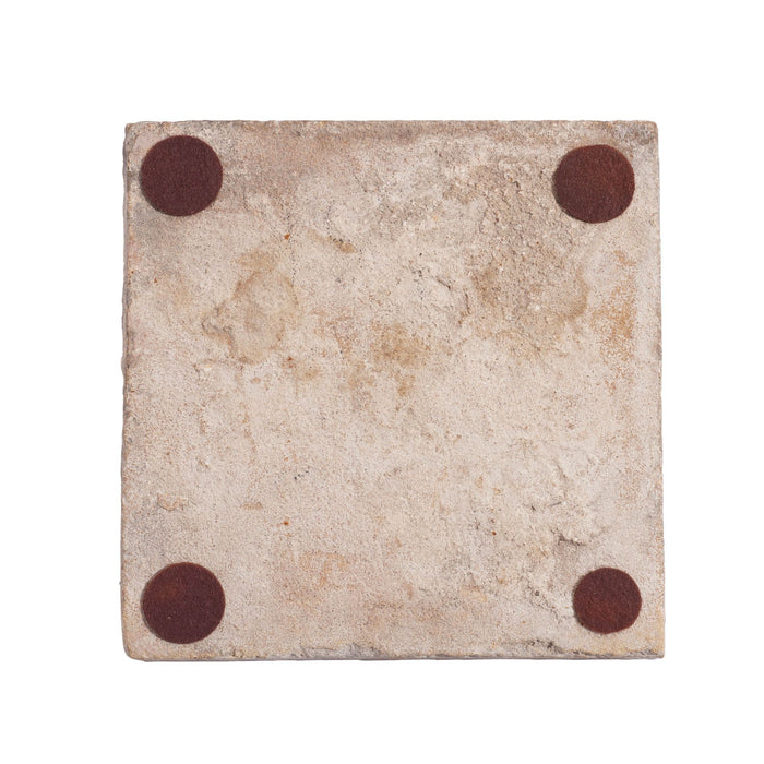 Deft scenic tile of girl astride a farm animal (c. 1600's)