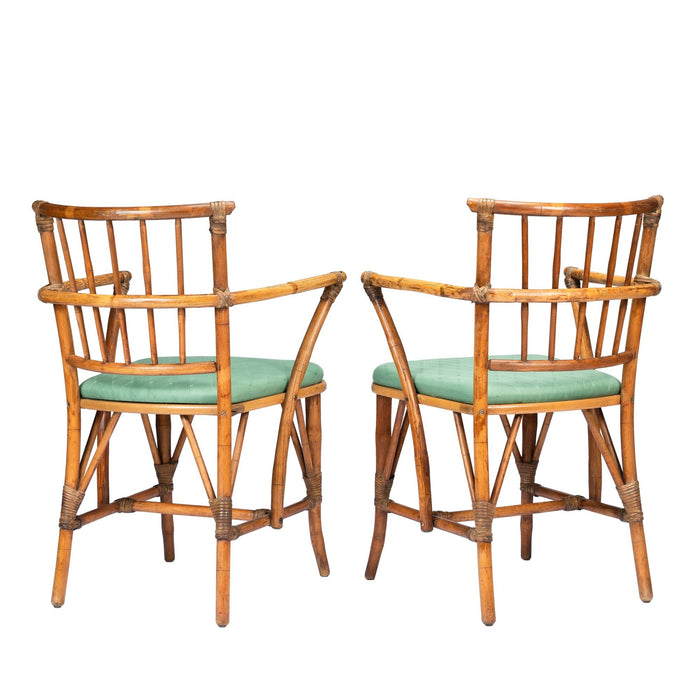 Pair of American Mid Century bamboo turned arm chairs (1950's)