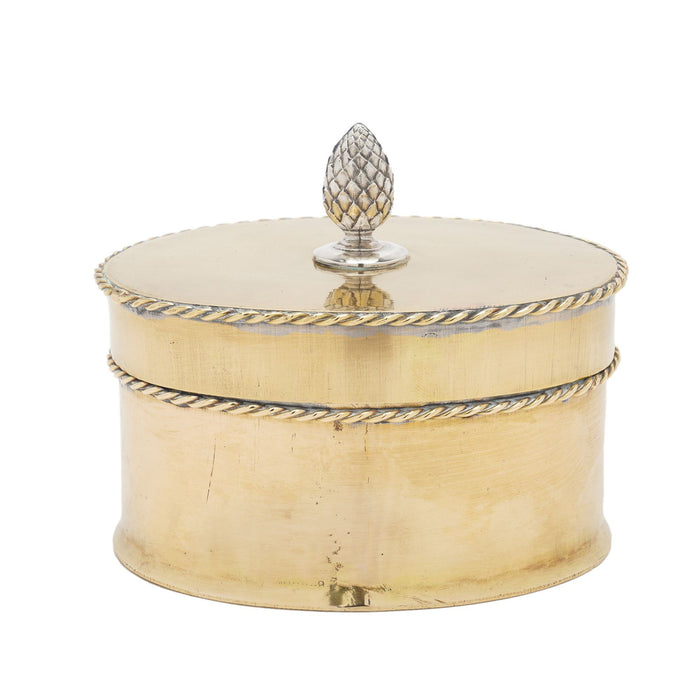 Oval Sheffield brass tea caddy (c. 1820-30)