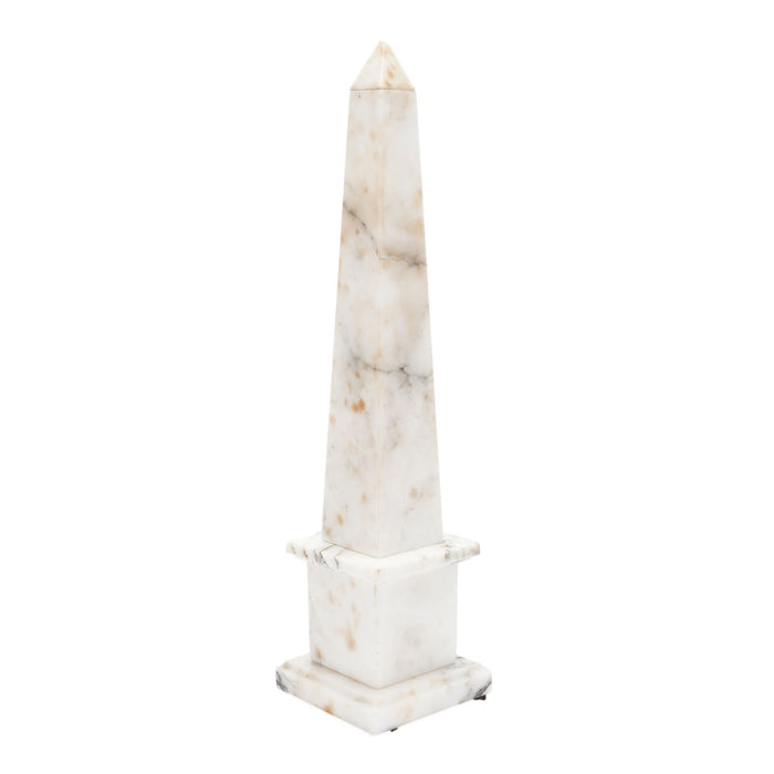 Italian Carrara marble obelisk on plinth (c. 1900's)