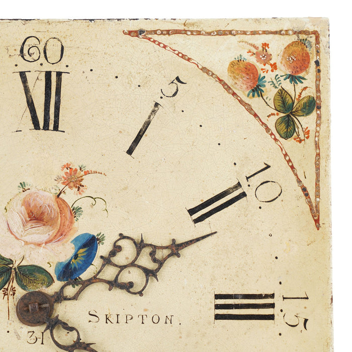 Japanned steel clock face with English roses by Edmund Sagar (1793-1805)