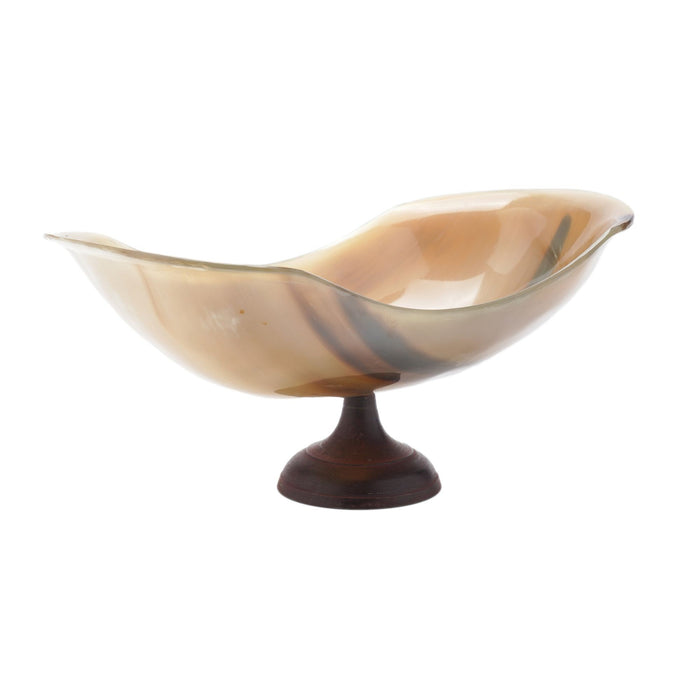 Buffalo horn bowl on pedestal