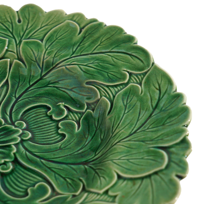 English majolica tea plate with leaf design (c. 1840)