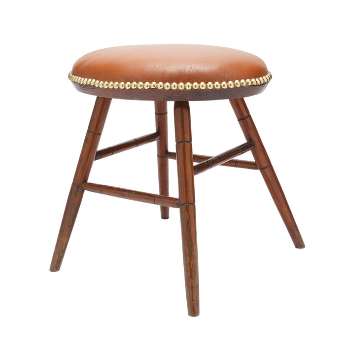 Oval Windsor stool with leather seat (c. 1825-50)