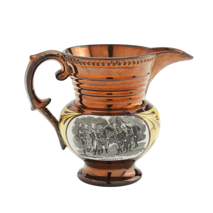 Historic Staffordshire copper luster milk jug (c. 1825)