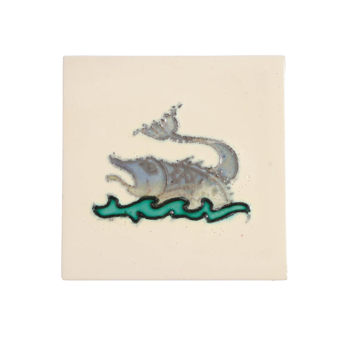 Set of 5 Belgian faience tiles of imaginary fish (c. 1920)