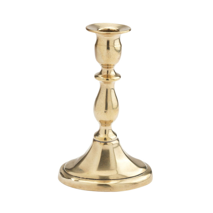 English cast brass oval base candlestick by William A. Harrison (c. 1791-1818)