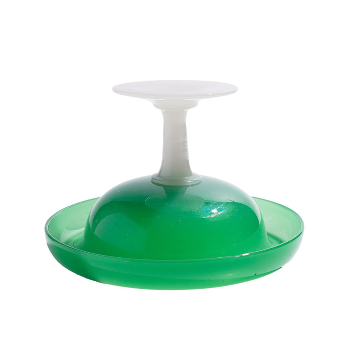 Steuben Studio jade & alabaster opaline compote (c. 1920)