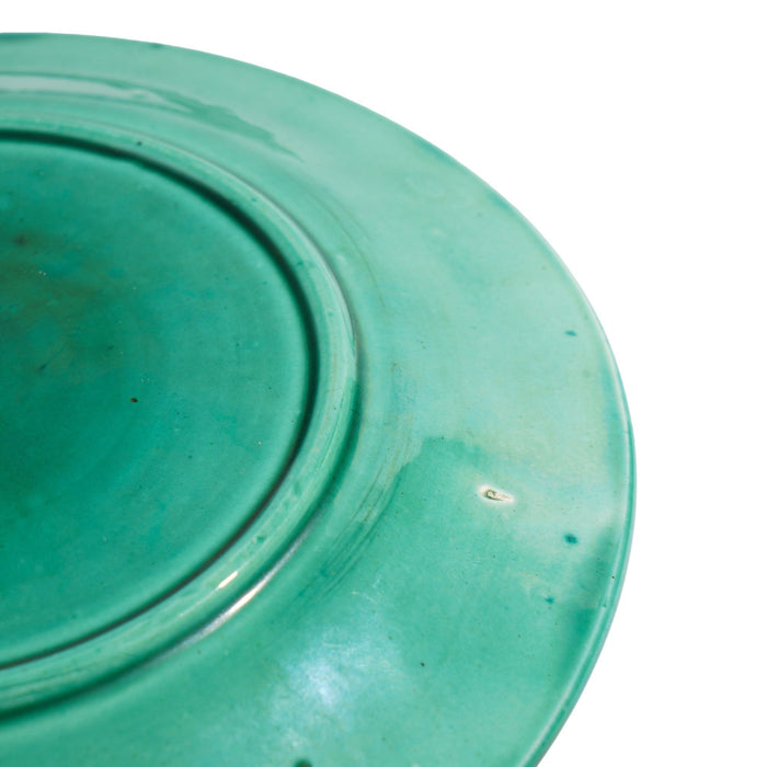 English majolica ceramic greenware dessert plate (c. 1820)