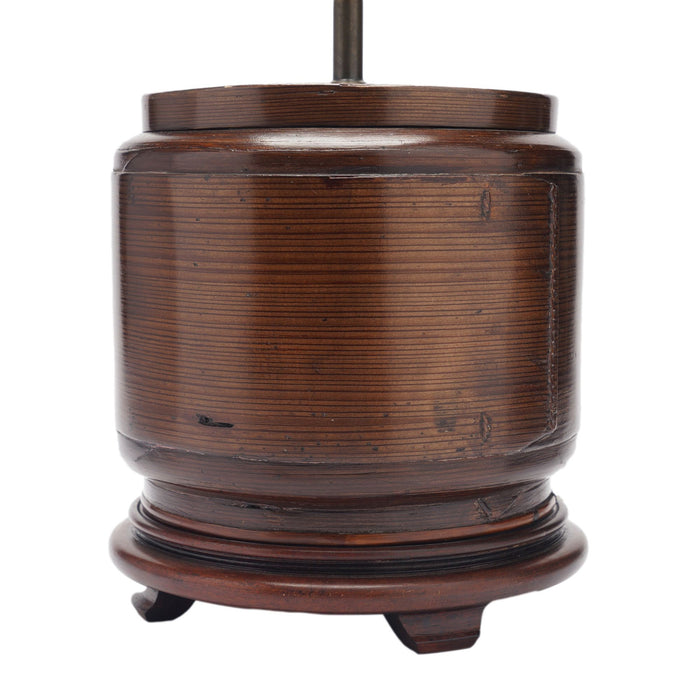 Chinese bamboo rice box fitted as a lamp base (c. 1900)