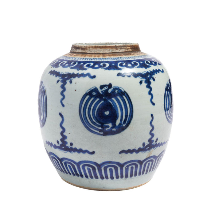 Chinese ceramic ginger jar on wood stand (c. 1661 -1722)