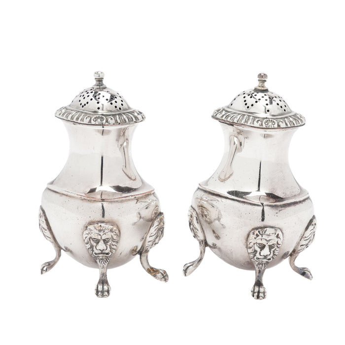 Pair of pear shaped pepper castors by The Barker Brothers (c. 1912)