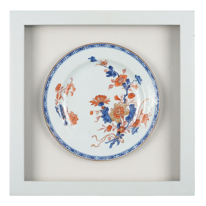 Pair of shadowboxed Chinese Imari plates (c. 1740-60)