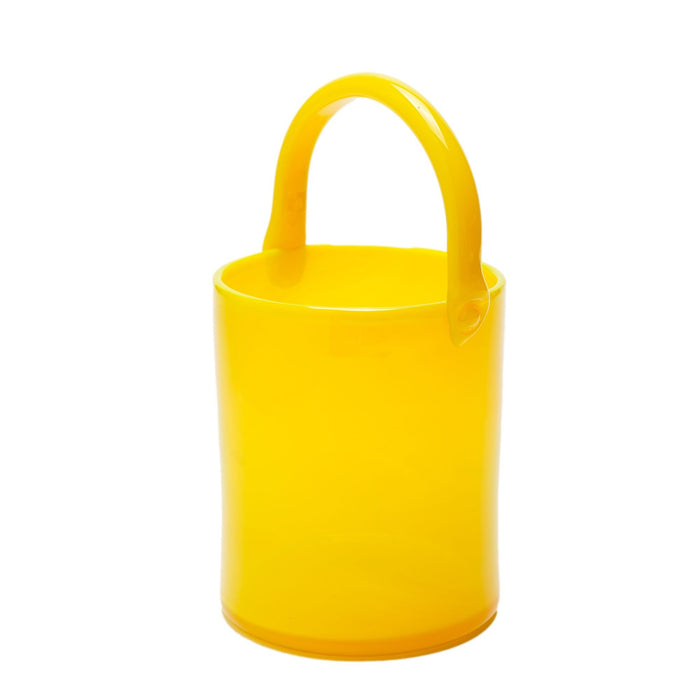 Blown yellow opaline glass pail (c. 1950)