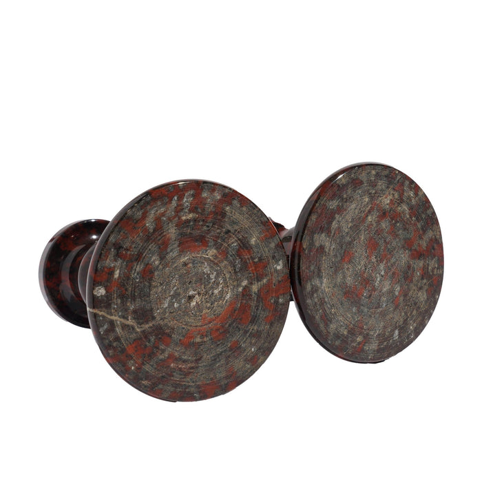 Pair of English turned serpentine candlesticks (c. 1835)