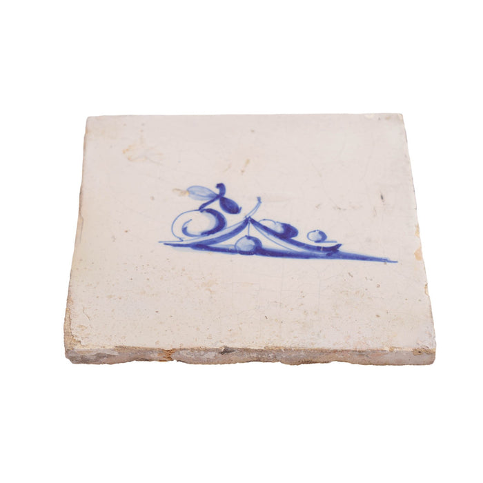 Set of 4 rare Delft tiles of fruit (c. 1600's)