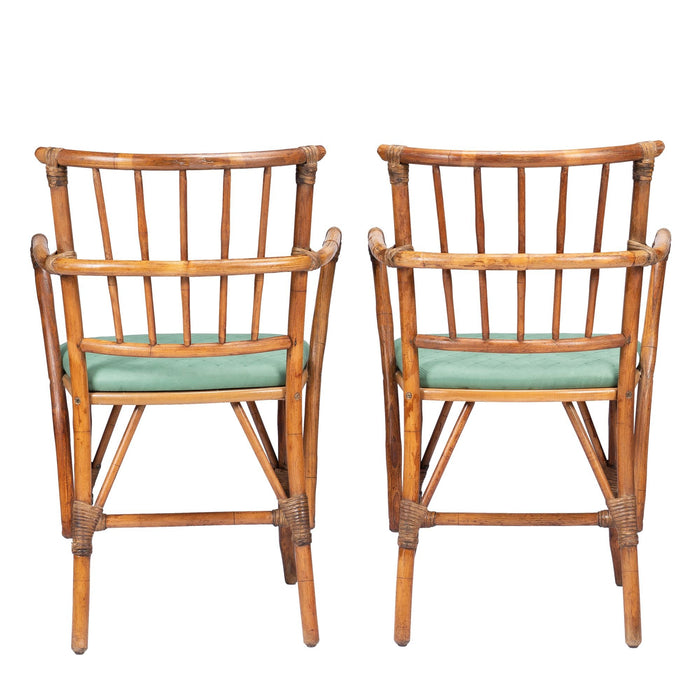 Pair of American Mid Century bamboo turned arm chairs (1950's)