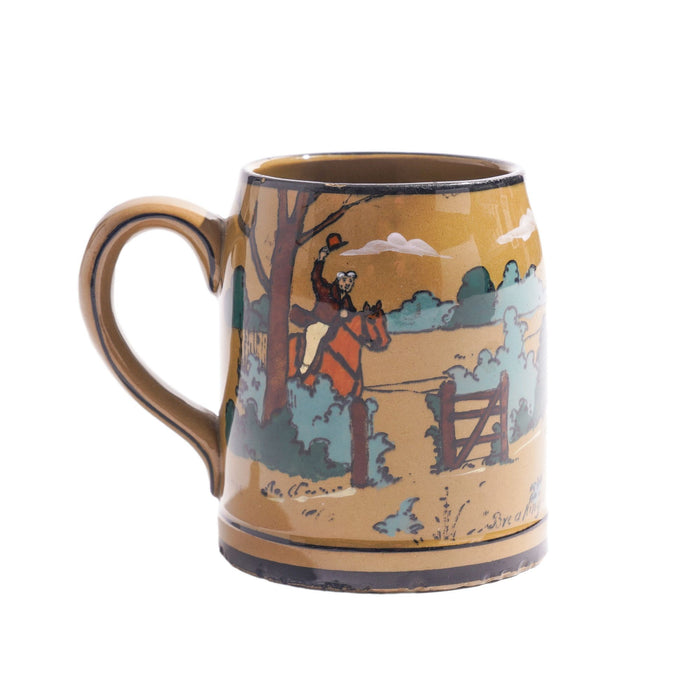 Deldare Ware "Breaking Cover" hunt scene mug by Buffalo Pottery (1908)