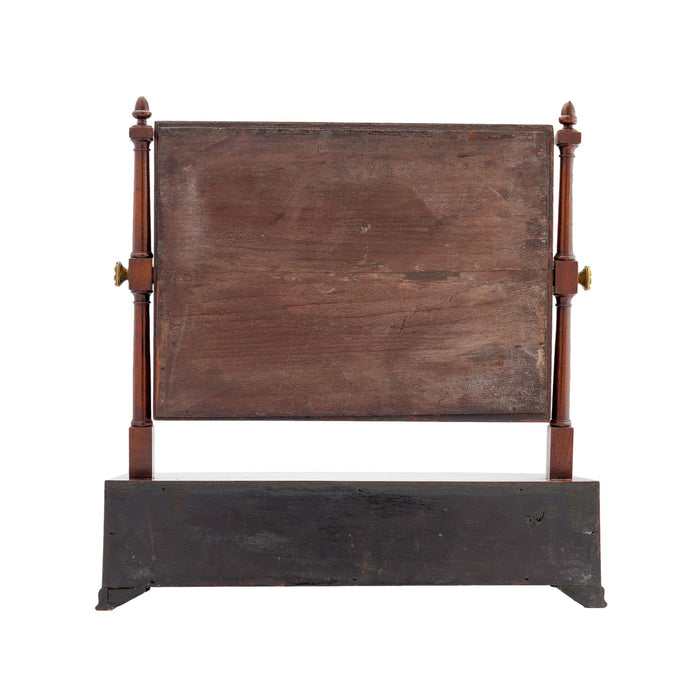 Rectangular mahogany swinger dressing mirror on a bow front stand with drawer (1790)