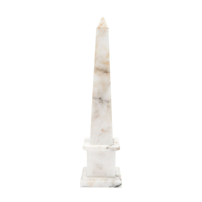 Italian Carrara marble obelisk on plinth (c. 1900's)