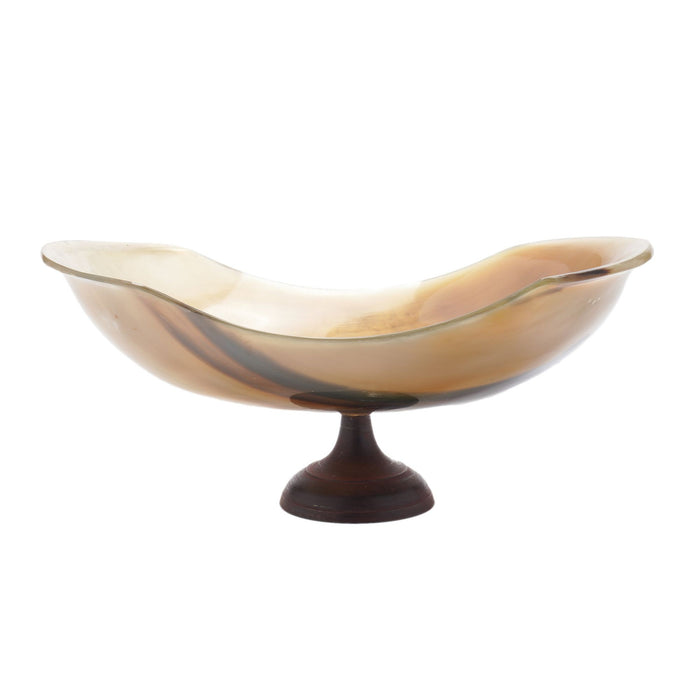 Buffalo horn bowl on pedestal