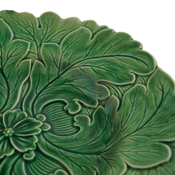 English majolica tea plate with leaf design (c. 1840)