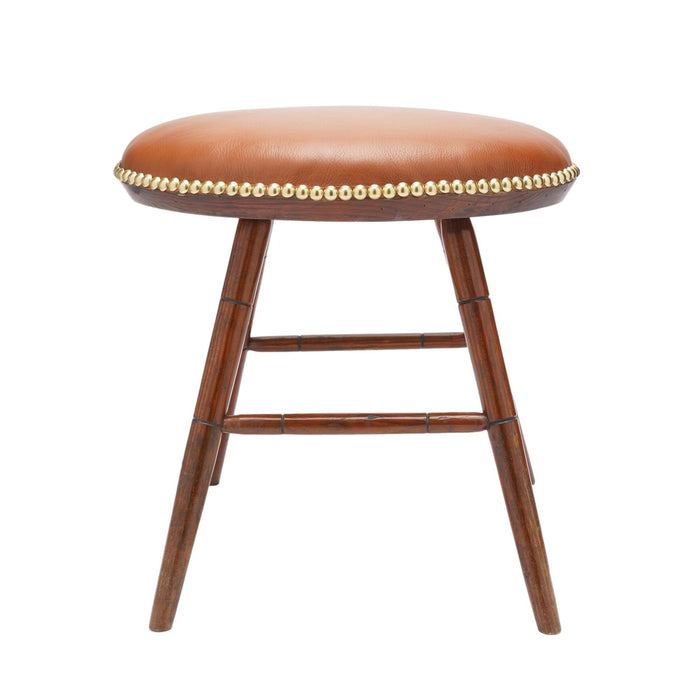 Oval Windsor stool with leather seat (c. 1825-50)