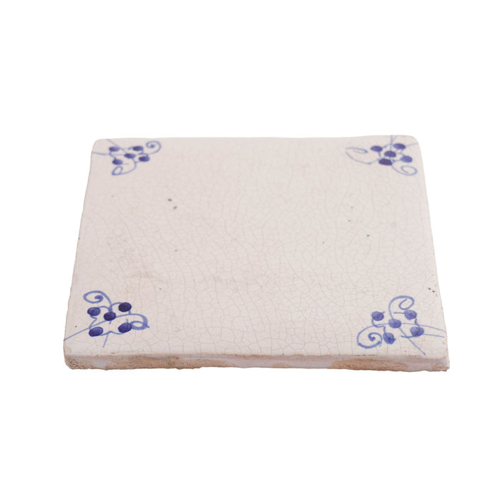 Set of 3 Delft tiles with cobalt spider corners (c. 1700)