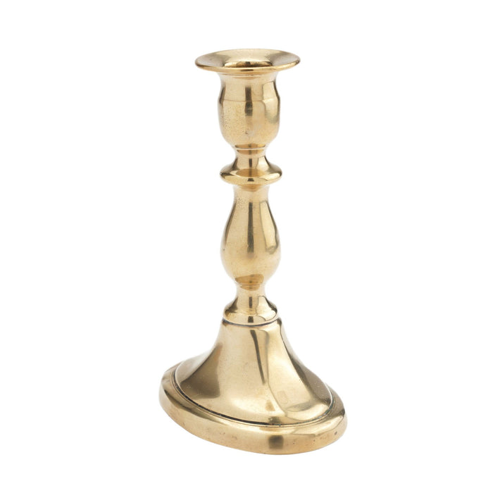 English cast brass oval base candlestick by William A. Harrison (c. 1791-1818)