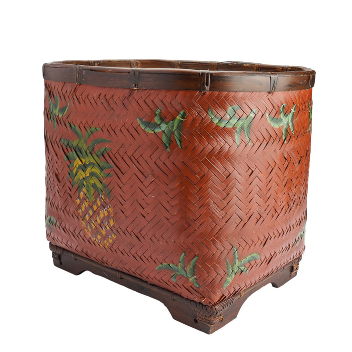 Indonesian woven & painted bamboo basket (1950's)