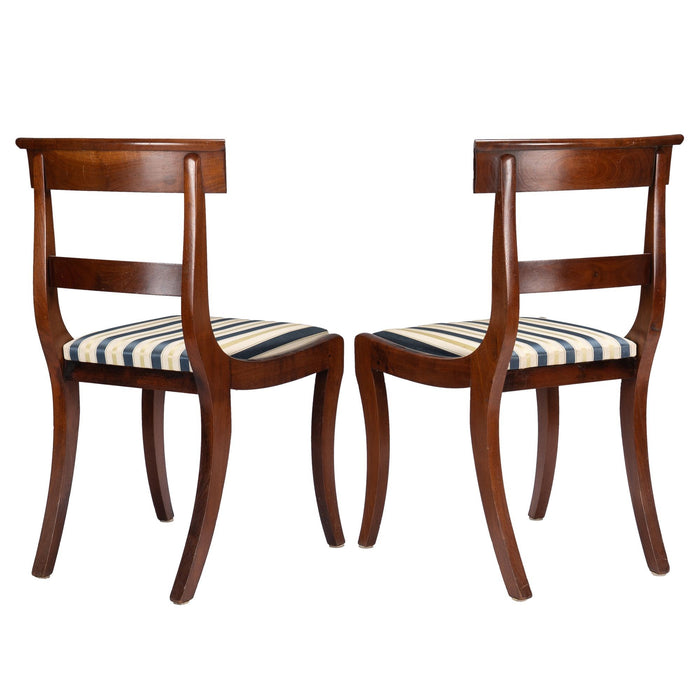 Pair of New York mahogany Klismos slip seat side chairs (c. 1825)