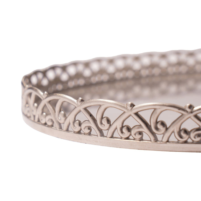 Vintage oval pewter hollowware gallery tray (1960-70)