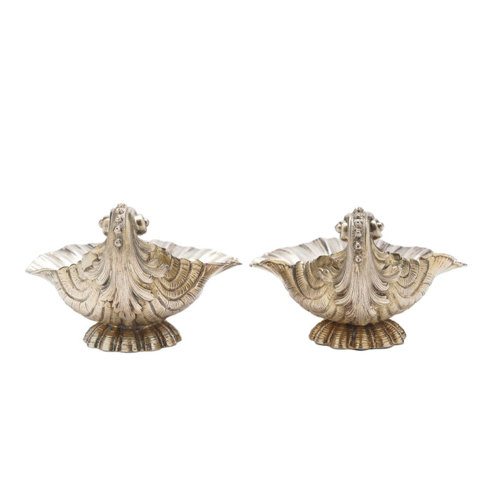 Pair of silver vermeil shell form open salts by Wilkens (c. 1880)