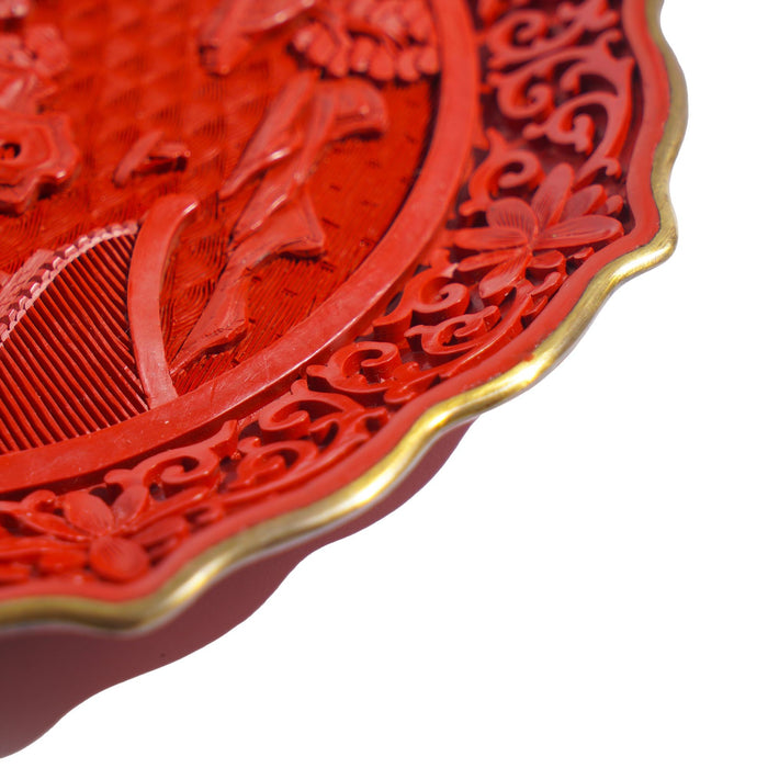 Chinese carved Cinnabar plate (c. 1950)