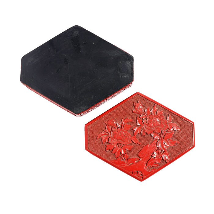 Chinese hexagonal cinnabar box, c. 1900's