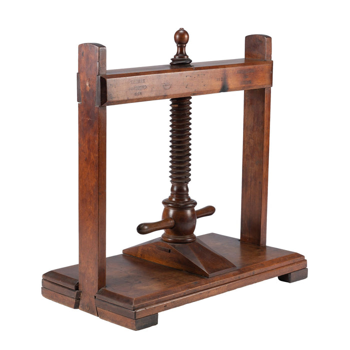 English walnut linen press by Thomas Bradford & Company (1850-1900)