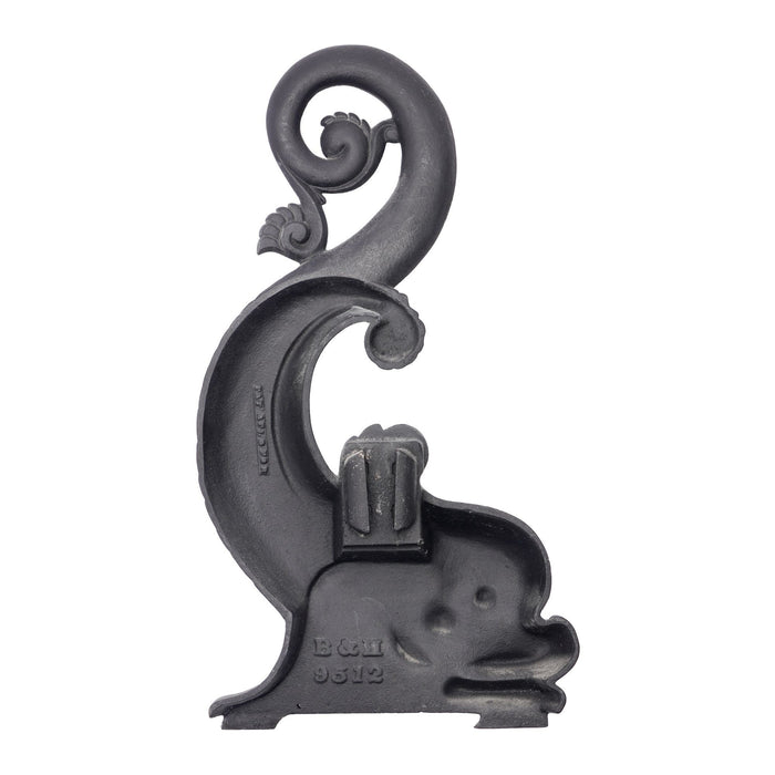 Pair of cast iron dolphin form andirons by Bradley & Hubbard (c. 1900)