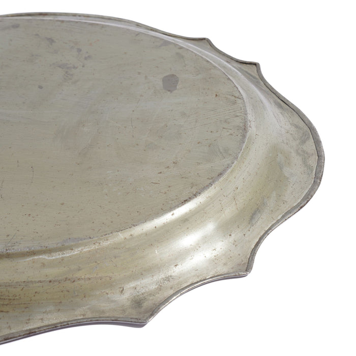 English Chippendale shaped tea tray in polished tin (c. 1830)