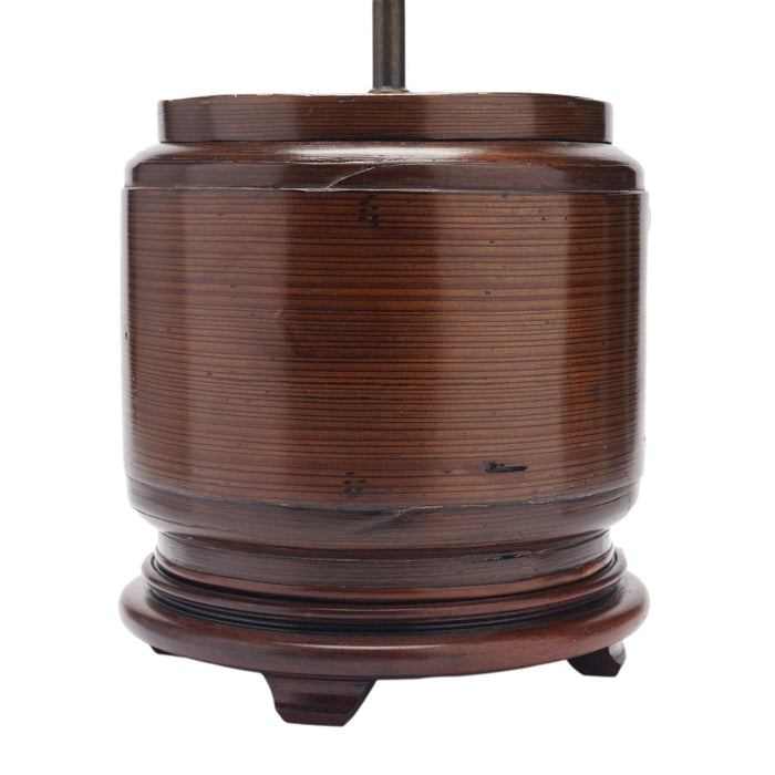 Chinese bamboo rice box fitted as a lamp base (c. 1900)