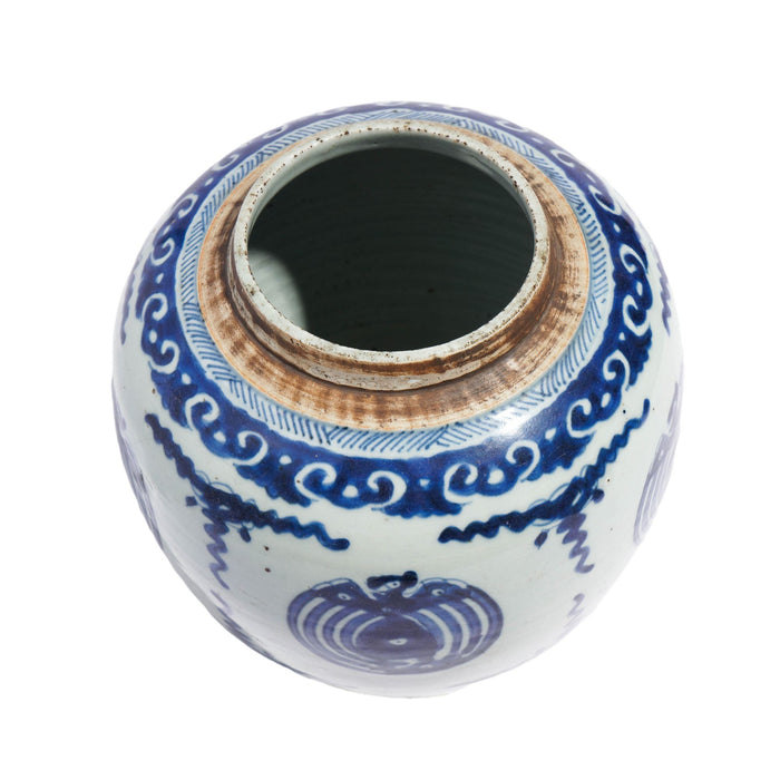 Chinese ceramic ginger jar on wood stand (c. 1661 -1722)