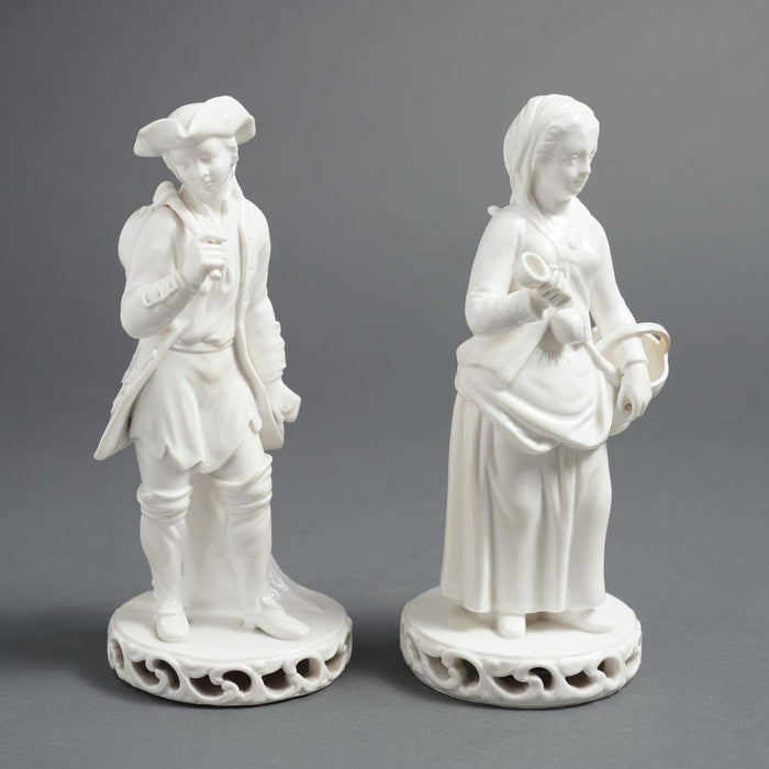 Pair of English Blanc du Chine figures by Stevenson & Hancock (1863-66)