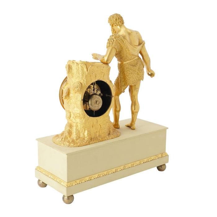 French Charles X period fire gilt bronze mantel clock (c. 1820-30)