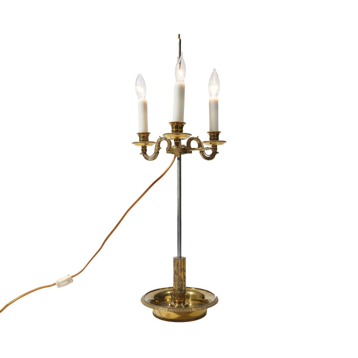 French Empire style cast brass three arm electrified lamp (c. 1935)