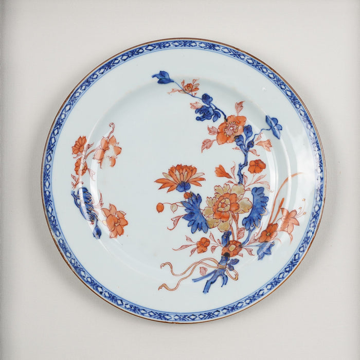 Pair of shadowboxed Chinese Imari plates (c. 1740-60)